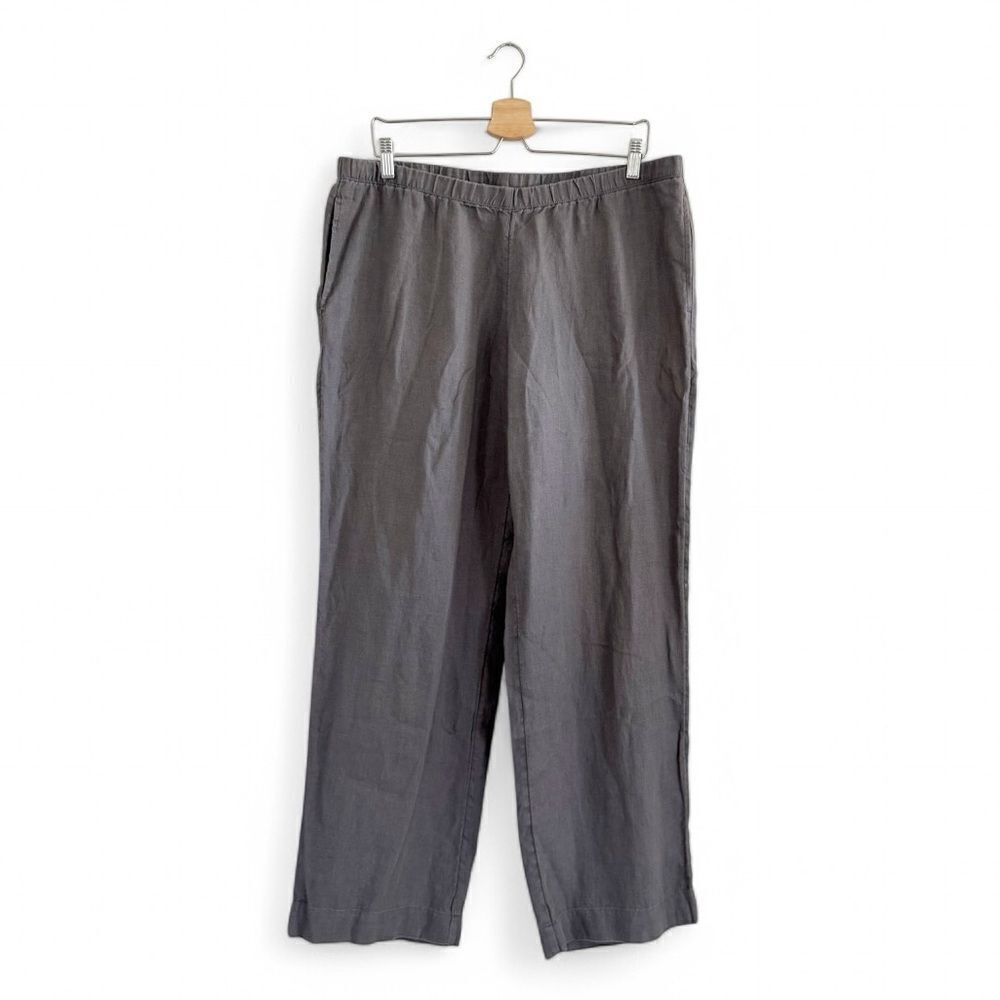 NWT J. Jill Pants 100% Linen Slate Gray Size Large Petite